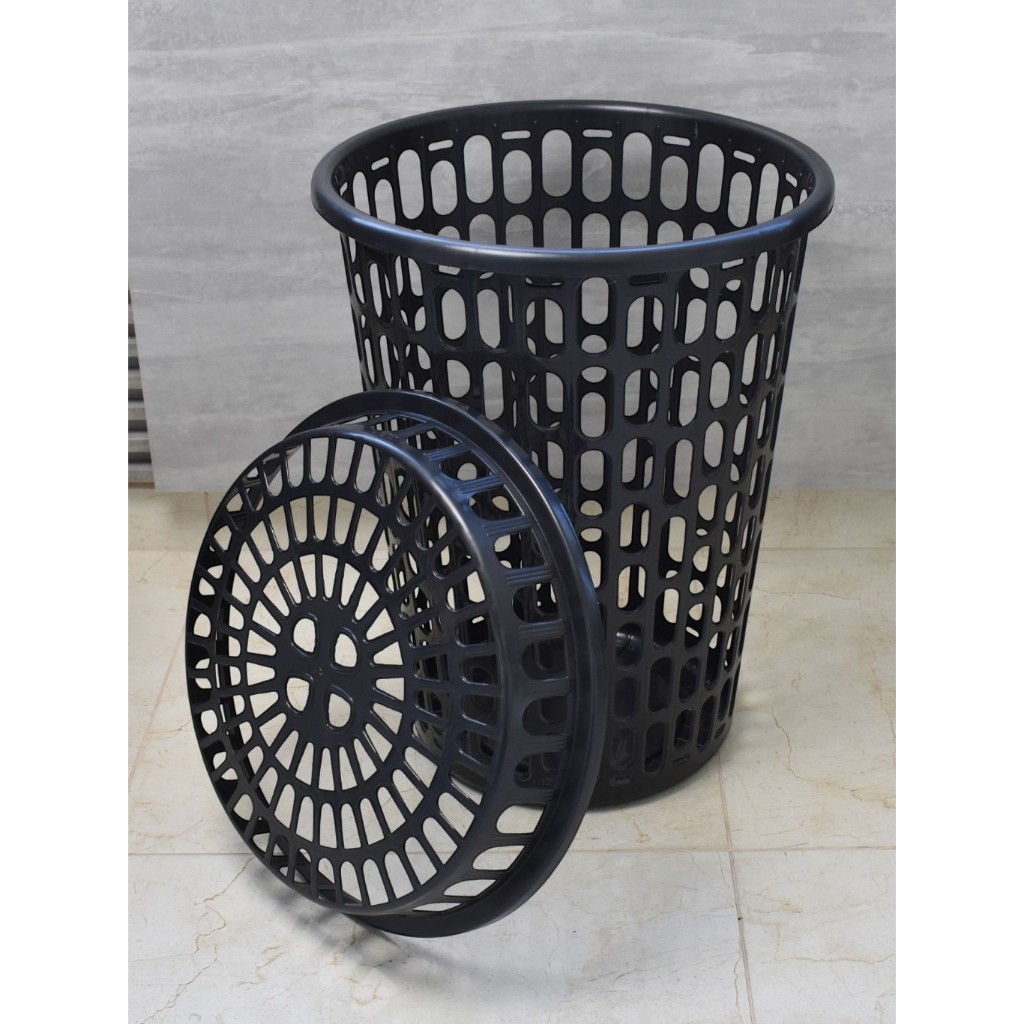 Cesto Roupa Suja 60L Com Tampa Telado Ventilado Ideal Brinquedos Lavanderia Quarto Banheiro