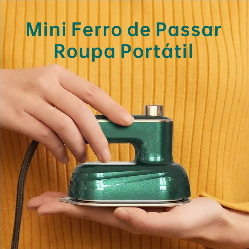 Mini Ferro de Passar Roupa Portátil Bivolt, Uso Doméstico e Viagem, 3 Funções (Plana/Vapor/Fixação)