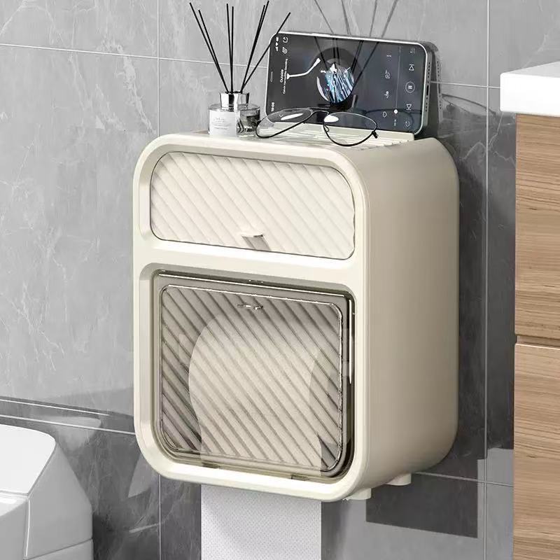 Caixa Porta Papel Higiênico Dispenser Organizador Banheiro Com Suporte Celular