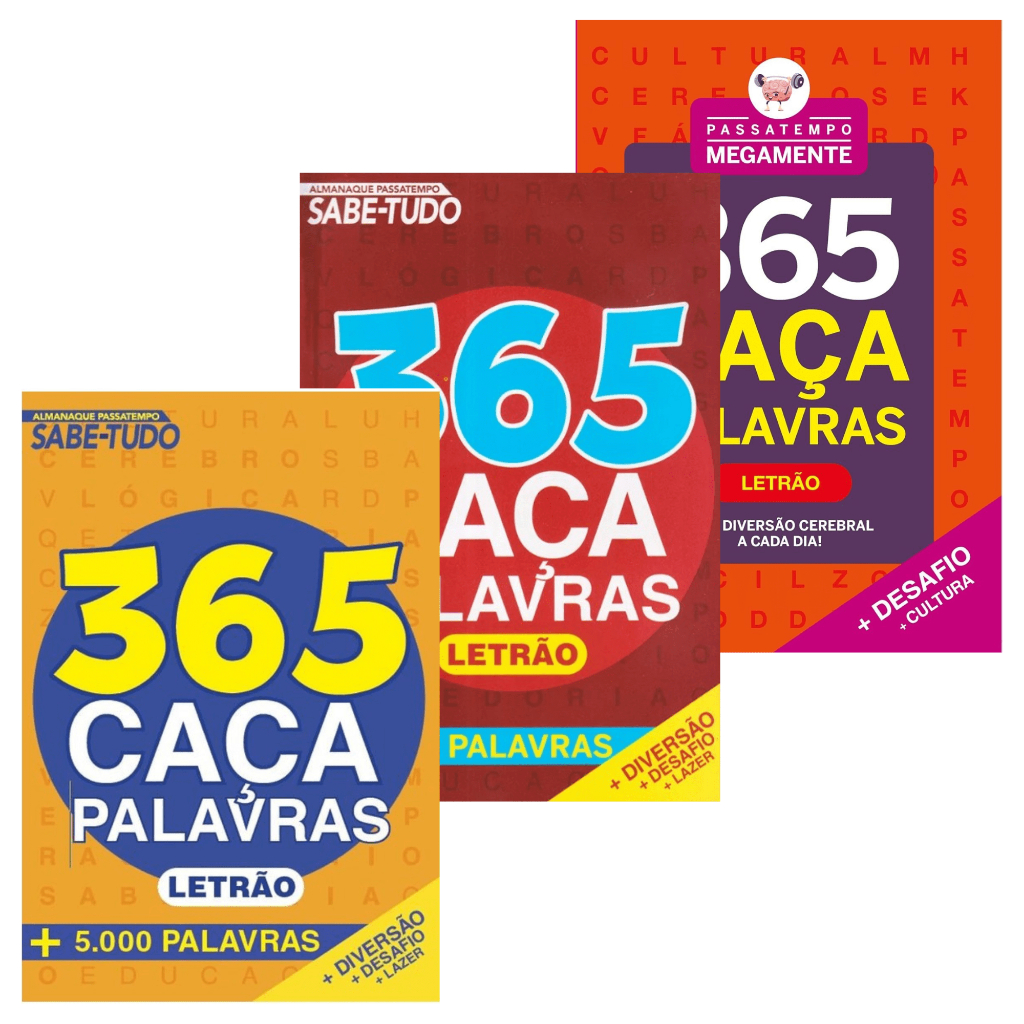 Kit 365 Caça Palavras + 15000 Palavras | Almanaque Passsatempo