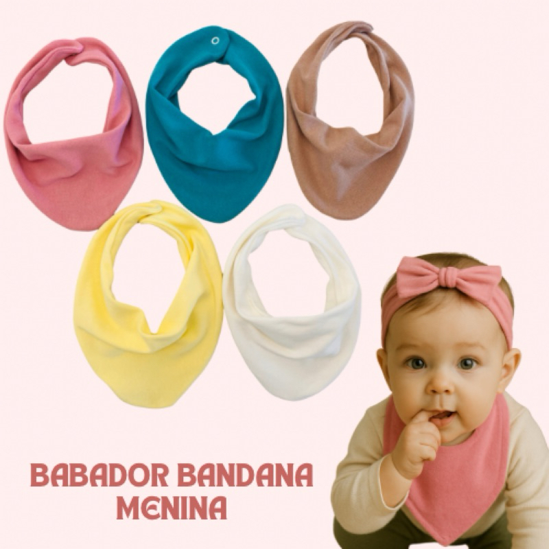 Kit com 3 Babador Bandana Bebe Recém Nascido 100% Algodão Ideal para Dentição