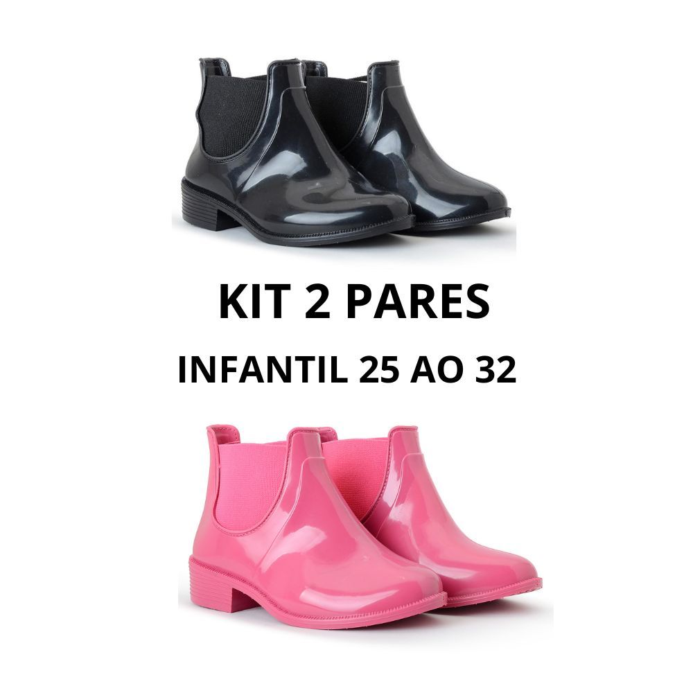 Kit Bota Infantil de Menina Coturno Galocha Lançamento