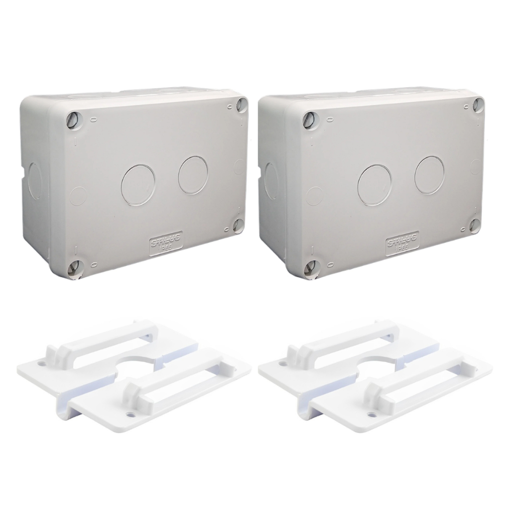 2x Caixa de Proteção Organizadora para CFTV 16X11,5X7,5 cm + Suporte para Poste Stilus – 2562 e 2508