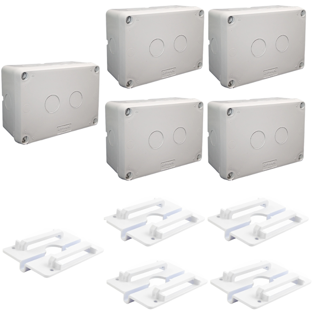 5x Caixa de Proteção Organizadora para CFTV 16X11,5X7,5 cm + Suporte para Poste Stilus – 2562 e 2508
