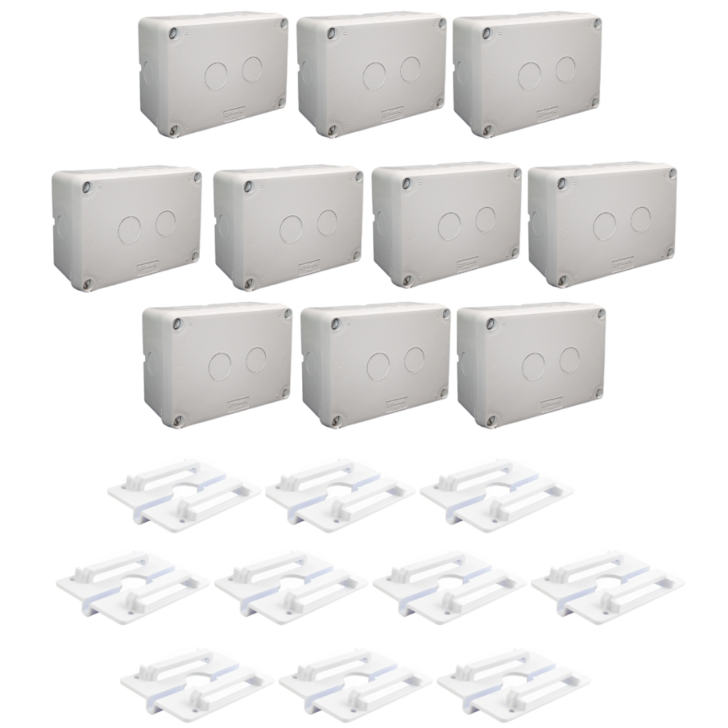 10x Caixa de Proteção Organizadora para CFTV 16X11,5X7,5 cm + Suporte para Poste Stilus – 2562 e 2508