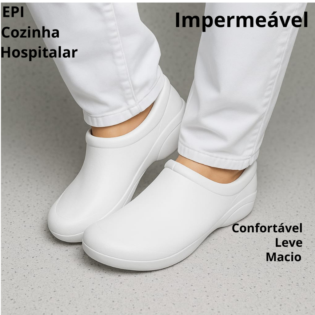 Sapato Enfermeira Fechado Enfermagem Profissional Uniforme Cozinha Babuche Confortável