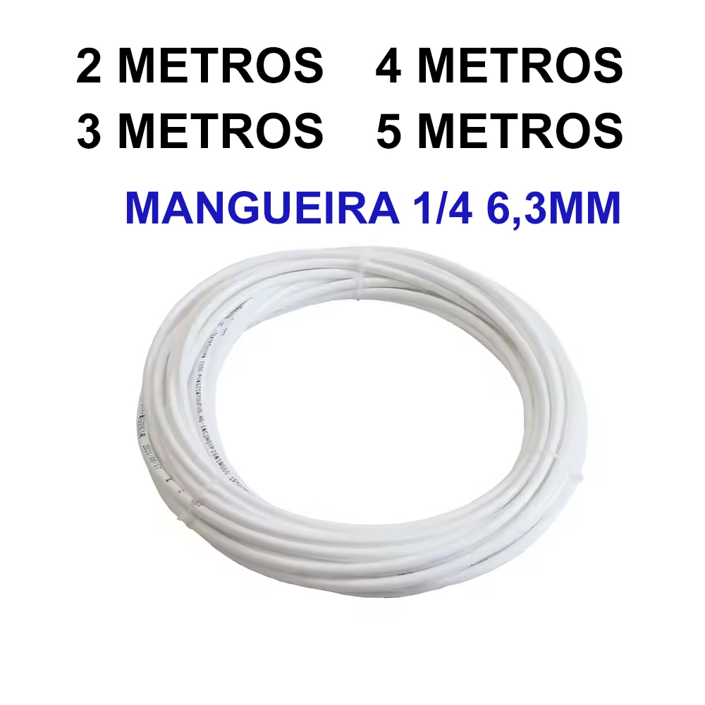 Mangueira Purificador Filtro 1/4 6,3mm Plástico Rígido Atóxico Branco Translúcido