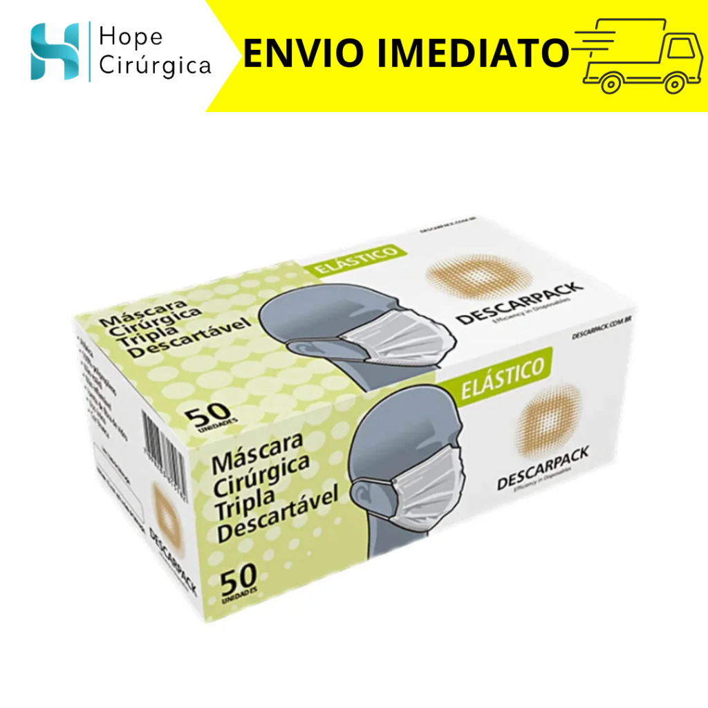 Máscara Descartável Tripla Camada Adulto Branca - Com Elastico