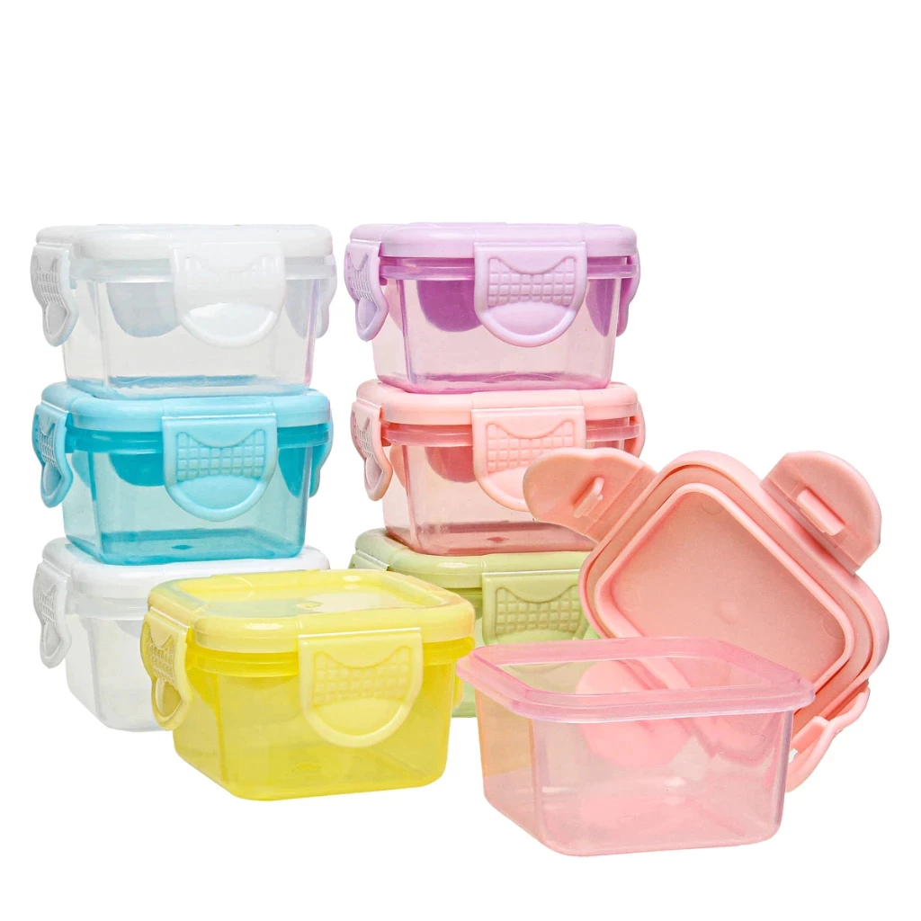 Kit Mini Potes 60ml para Congelar Papinha c/ Tampa Hermética Porta Leita em pó Frutas para Bebe adultos