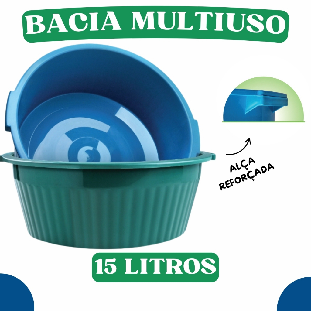 Bacia Frisada 15 Litros Sem Alça Borda Arredondada - Cores Sortidas TOYBA15