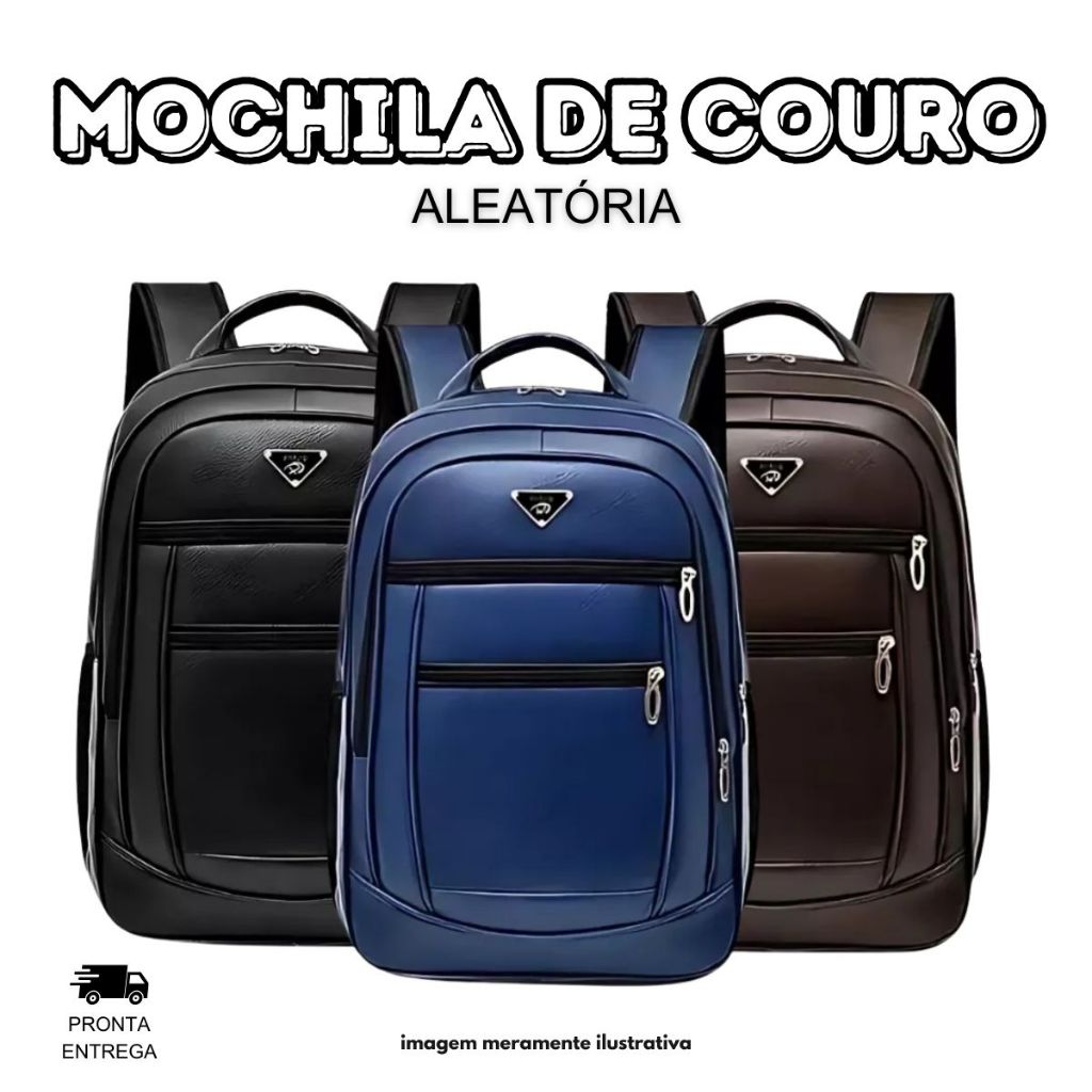 Mochila Escolar Couro Impermeável Laptop Notebook Reforçada Faculdade Estilosa