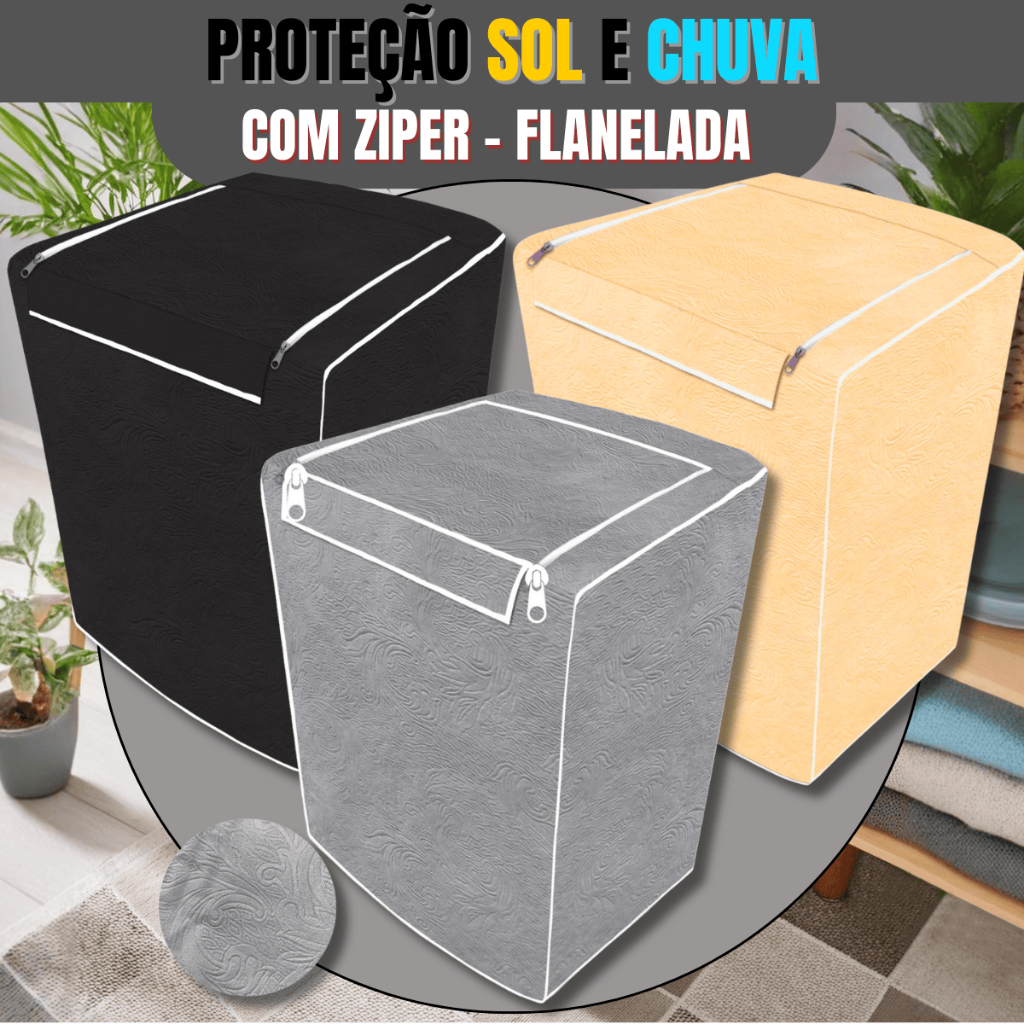 Capa para Máquina de Lavar Impermeável Com Zíper Todos Tamanhos e Marcas Electrolux Brastemp Consul Colormaq