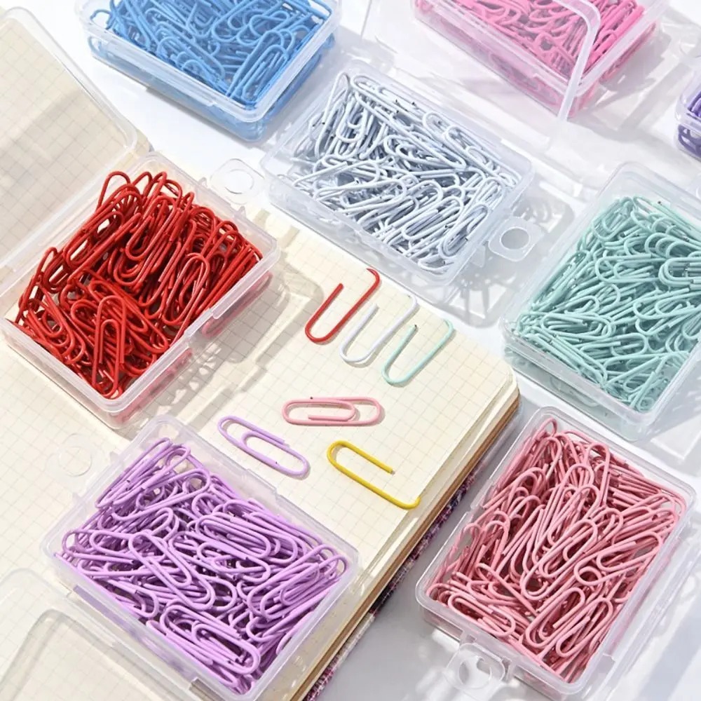 200 Unds Clips Prendedor Metal Papel Cores Pastéis Colorido 28mm Escolar Escritório ref: 23999-X