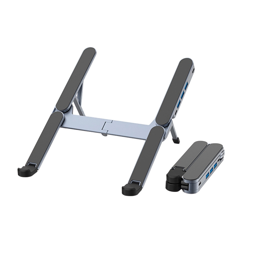 Suporte Dobrável para Notebook com 3 Entradas USB 3.0 e Tipo C - 6 Níveis de Altura Premium- Gshield