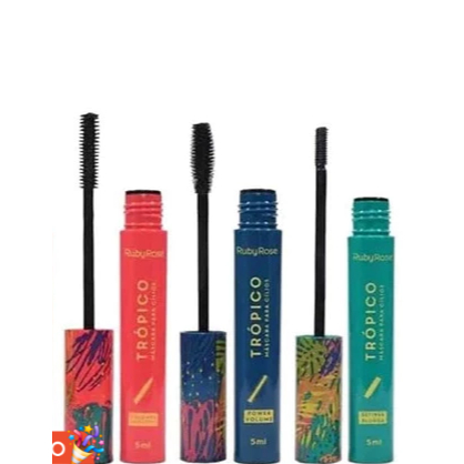 Mascara Para Cílios Tropico Rimel de Longa Duracao a Prova D'água com Dois Tipos de Escovas Ruby Rose