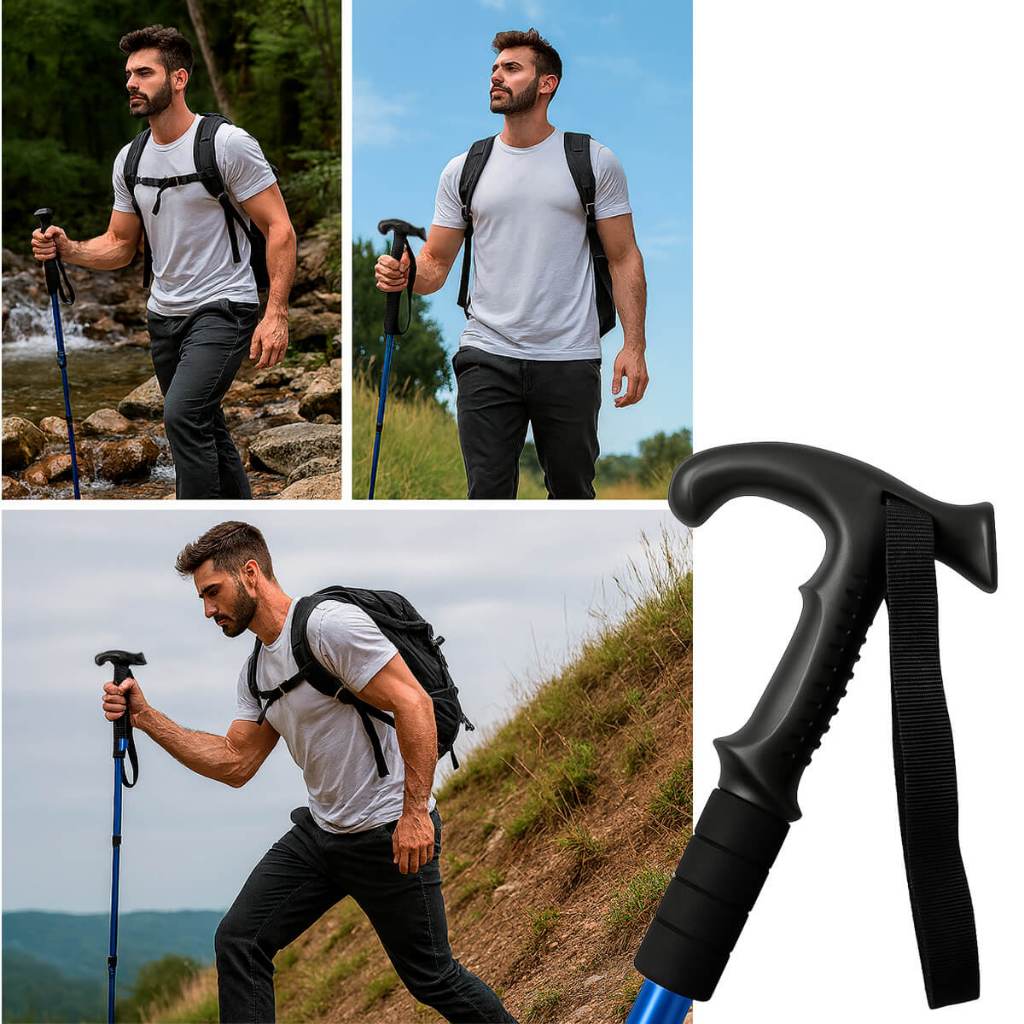 Bastão Ajustável Para Trekking Com Ponta De Aço Modelo HW-401002