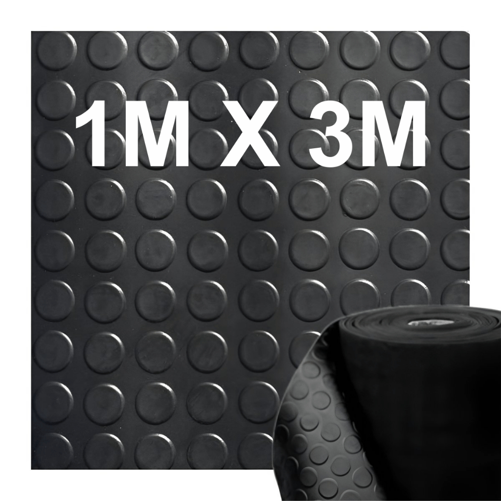 3m² Piso Moeda Tapete Pastilhado Preto - Largura 1m X Comprimento 3m
