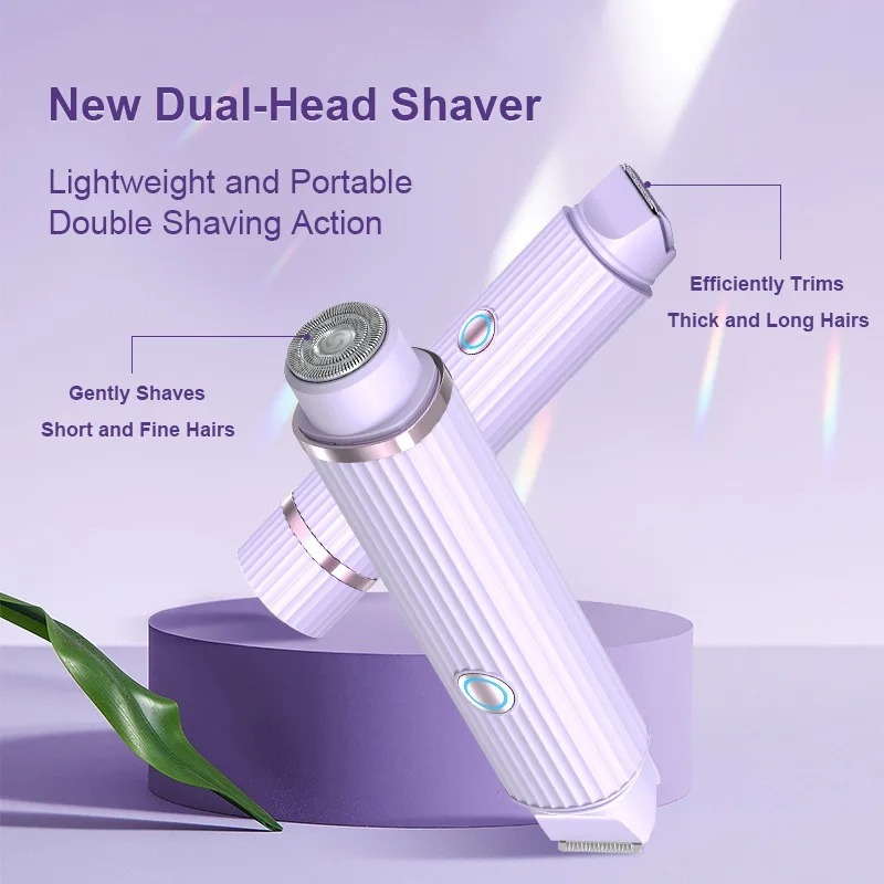 Máquina Depilador Elétrico Feminino Barbeador De Duas Cabeças Recarregável