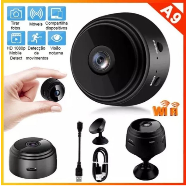 Mini Camera A9 HD com visão noturna Wifi Câmera 1080P Sem Fio Vigilância e Segurança