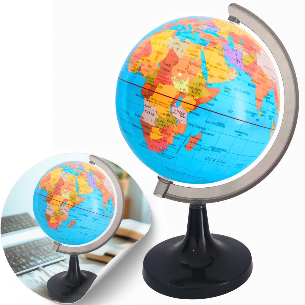 Globo Terrestre Giratório De Mesa Escolar Mapa Mundi 16cm/23cm Decoração