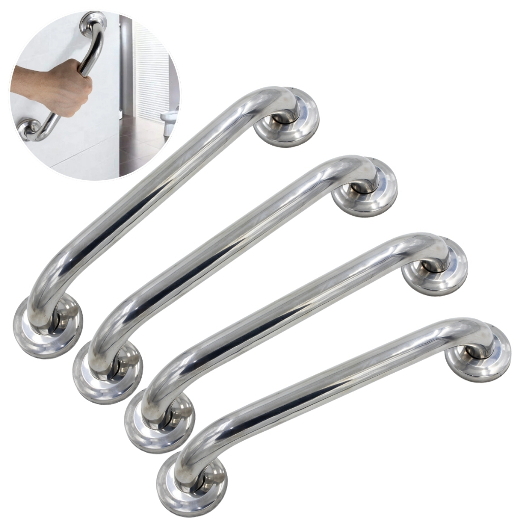 Kit 4 Alça Barra De Apoio Suporte Para Parede Inox 30cm Banheiro Idoso Corrimão Aço