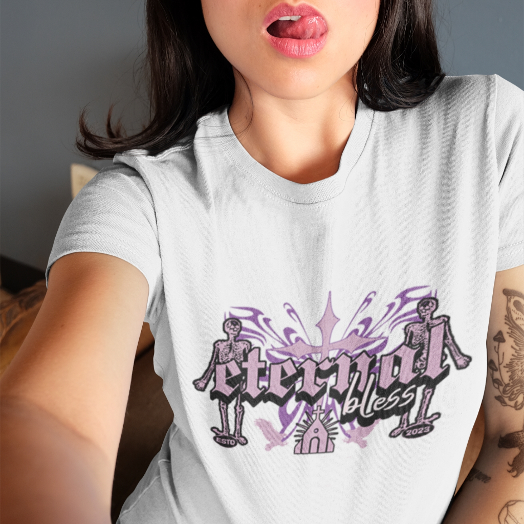 Camiseta Básica Unissex Feminina Eternal Bless Tumblr StreetWear Camisa Gola Careca Estampa DTF