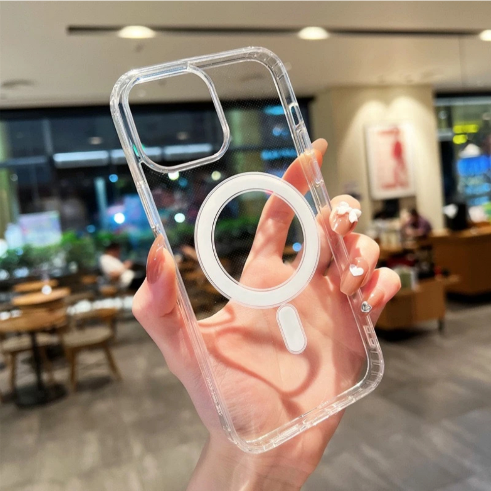 Kit 2 Capa Magsafe Transparente Compativel Para iphone 16 15 14 13 12 11 Pro Promax