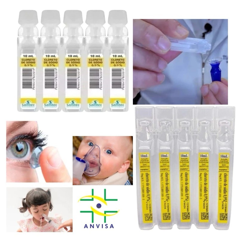 Soro Fisiologico Ampola 10ml Cloreto de Sódio 0,9% Kit Flaconetes