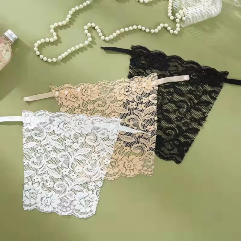 Tapa Decote em Renda com Botões. Acessório de Lingerie para disfarçar Decote e Sutiã.  Kit com duas Unidades.