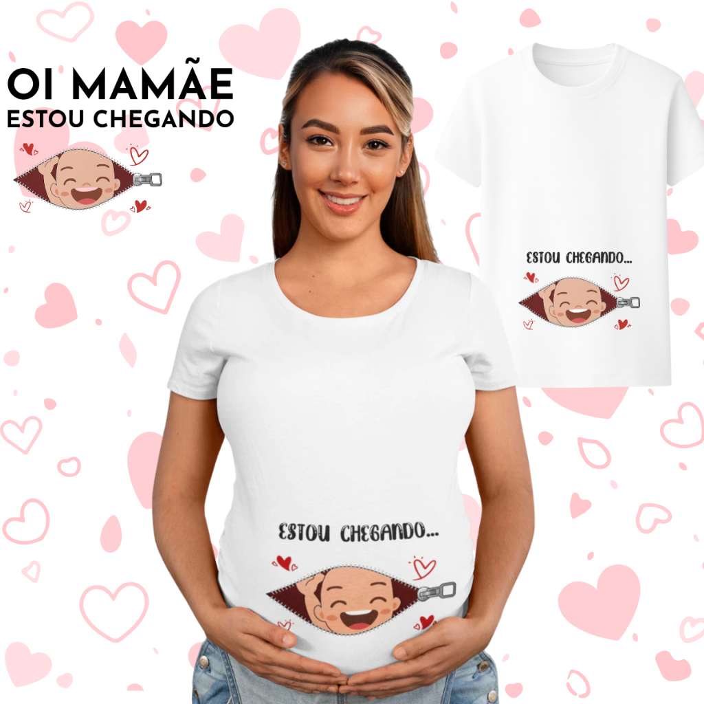 Camiseta Gestante Estou Chegando Papai Personalizada Chá de Bebê Presente Criativo Emocionante Amor