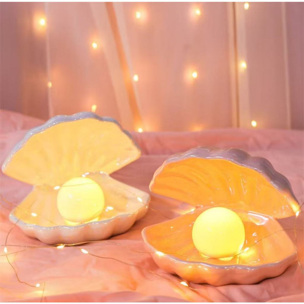 Luminária Noturna de Ambiente: Pérola e Concha com Luz Suave
