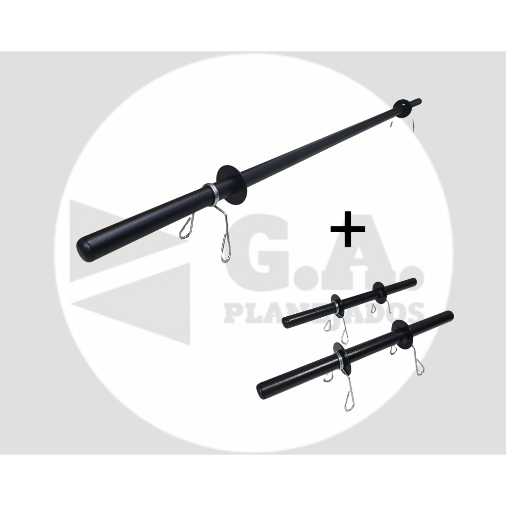 KIT BARRA RETA BODY PUMP 1,20M + PAR HALTERES DE MÃO 40CM COM PRESILHAS ACADEMIA MUSCULAÇÃO