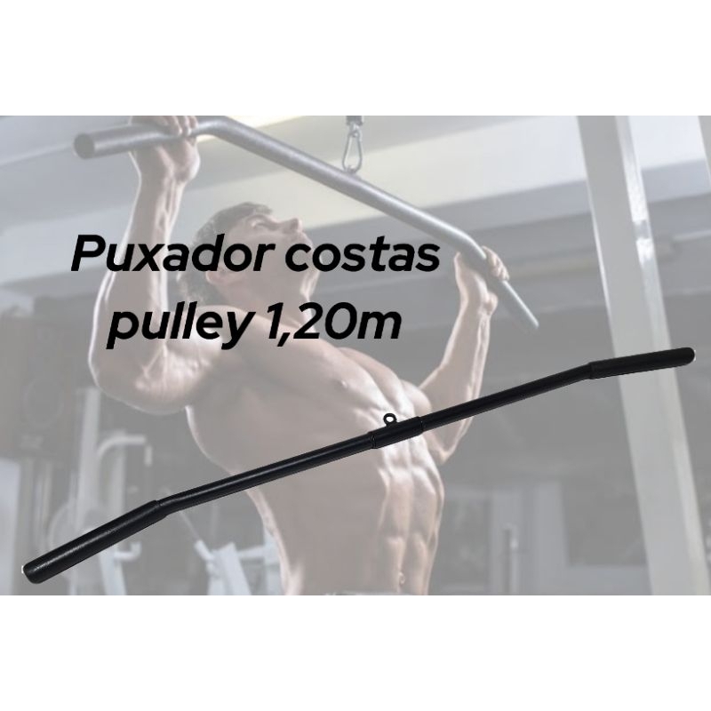 Puxador barra costas pulley 120 cm com giro academia musculação