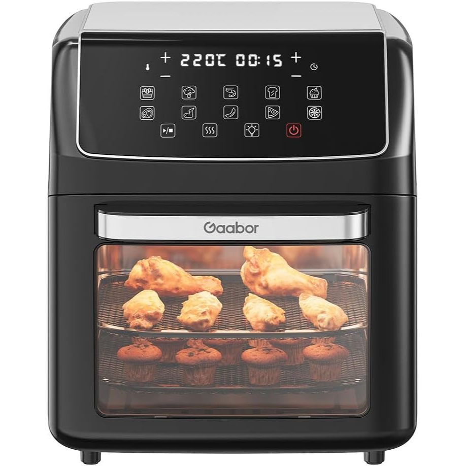 Fritadeira Air Fryer Oven Gaabor 12L Digital Preta 2000W com Janela, Luz Interna e Funções Forno e Desidratar