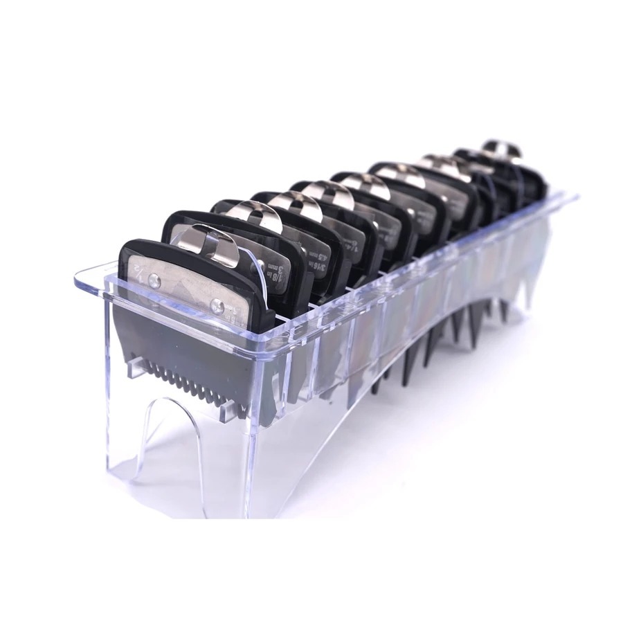 Kit 10 Pentes Degradê com Trava para Máquina Wahl + Suporte Acrílico Profissional