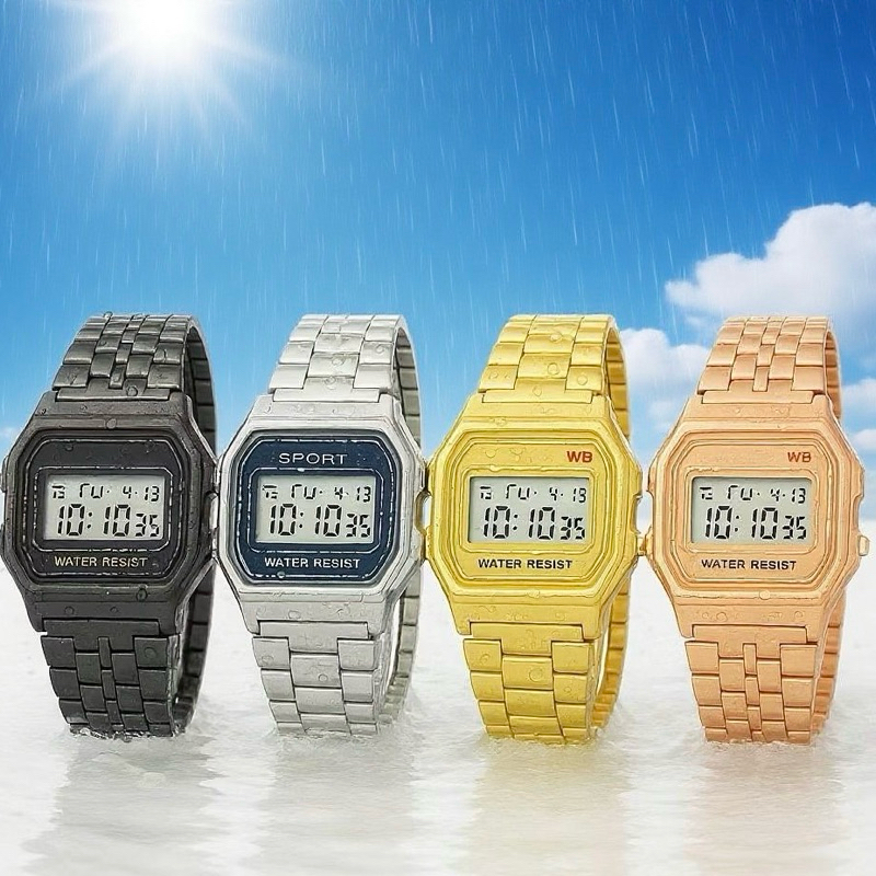 Relógio Digital de LED em Aço Inoxidável (Modelo Grande/Mini)