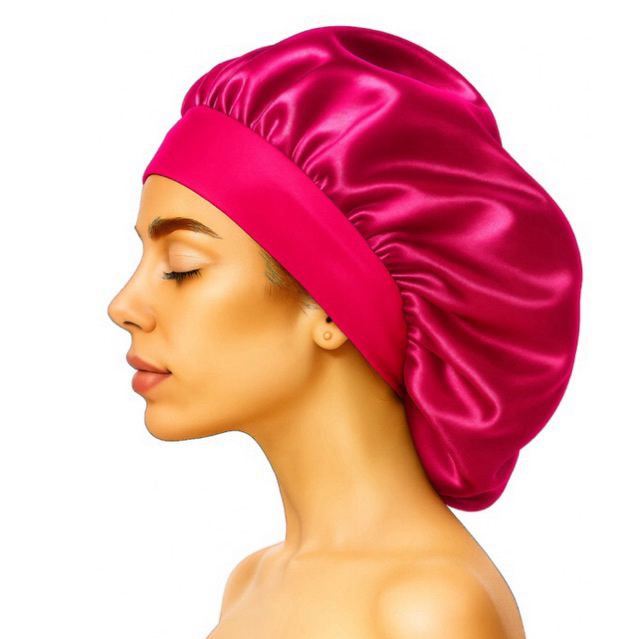 Touca de Cetim Com Faixa Larga Elástica De Dormir Anti Frizz para Cabelos Grandes
