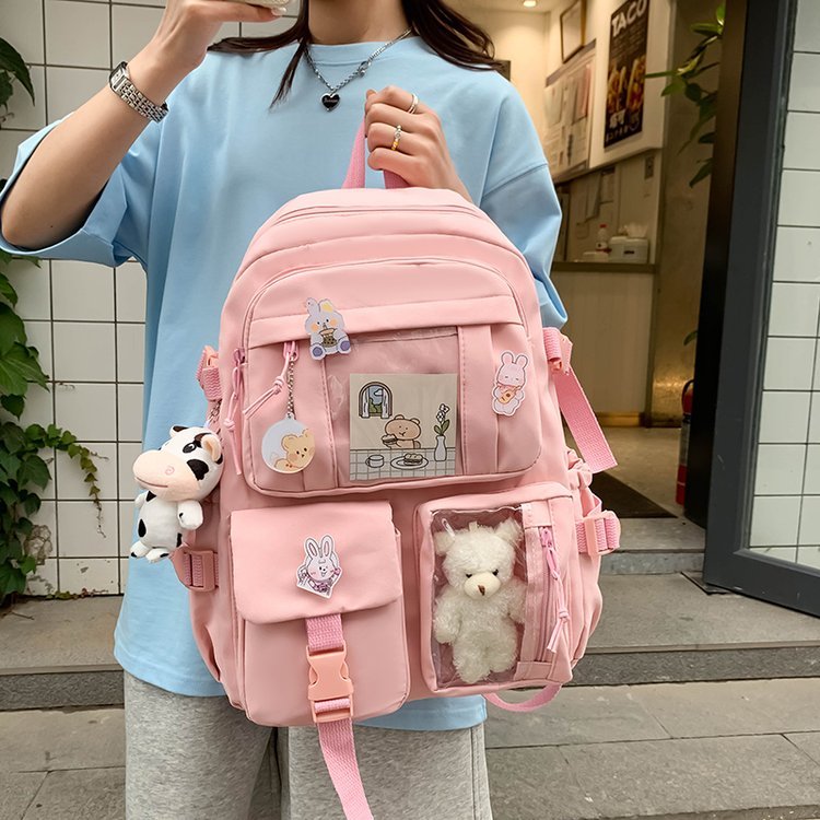 Mochila universitária feminina em estilo kpop com design transparente e amplo espaço