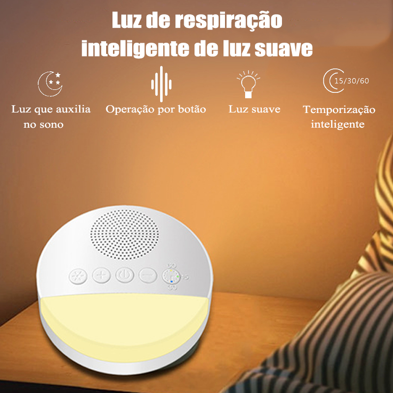 Máquina de ruído branco para crianças, Sleep Sound Player, temporizador de luz noturna, USB recarregável, desligamento