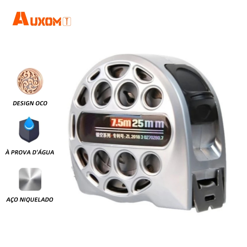 AUXOM Trena 7.5m Profissional 25mm Larga - Fita de Aço Inoxidável Anti-Enrolamento Alta Precisão