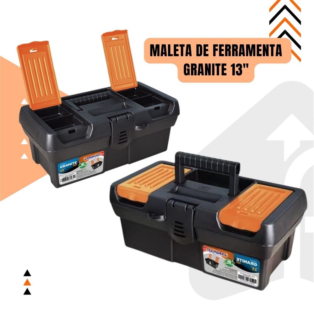 Maleta de Ferramentas Reforçada GRANITE 13" Mala Organizadora Multiuso Resistente