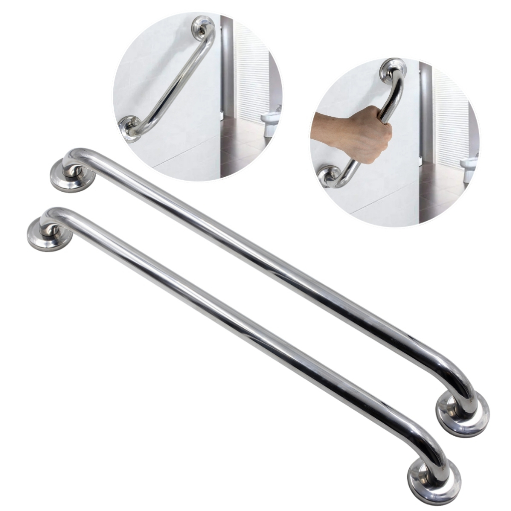 Kit 2 Alça Barra De Apoio Suporte Para Parede Inox 60cm Banheiro Corrimão Aço Acessibilidade Idoso Alça Banho Segurança
