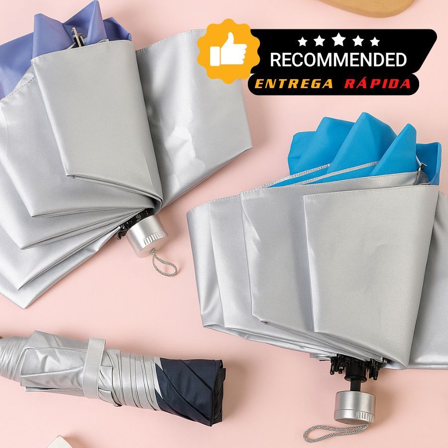 Guarda Chuva Sombrinha Dobrável Compacta Manual Anti-Vento Resistente Secagem Rápida Portátil Bolsa