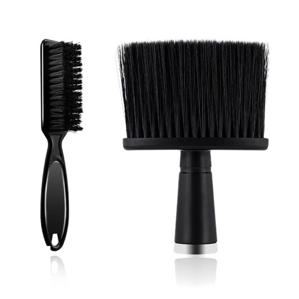 Kit Espanador Macio + Escovinha de Disfarce Preta Profissional Barbeiro Cabelo