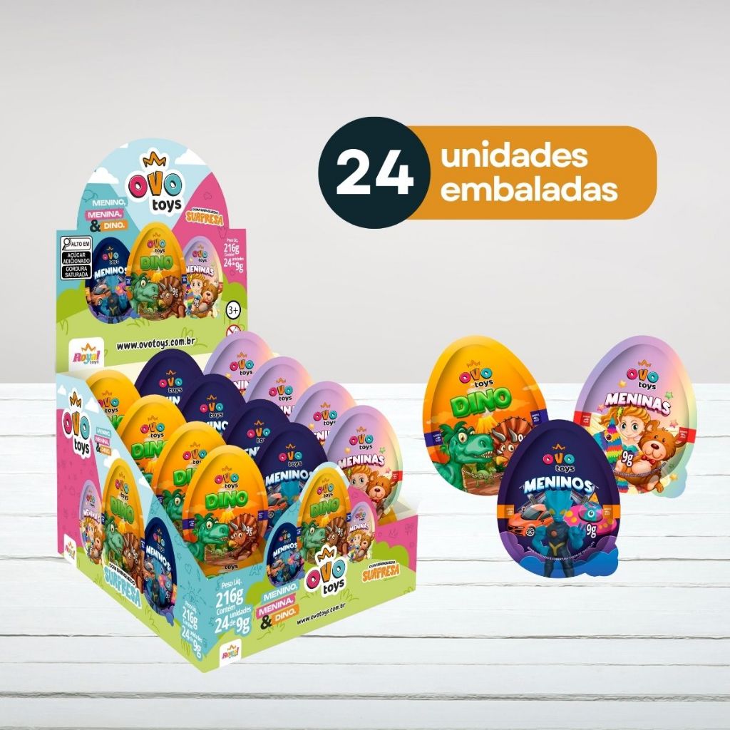 Display Ovo Toys Misto 24un Royal Choco Colecionável e Chocolate