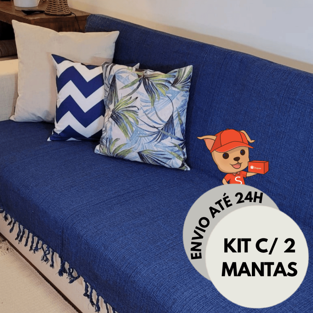 Kit 2 Mantas Para Sofá ou Cama Luxo Grande 210x120 Tipo Capa Protetora 100% Algodão Decorativa