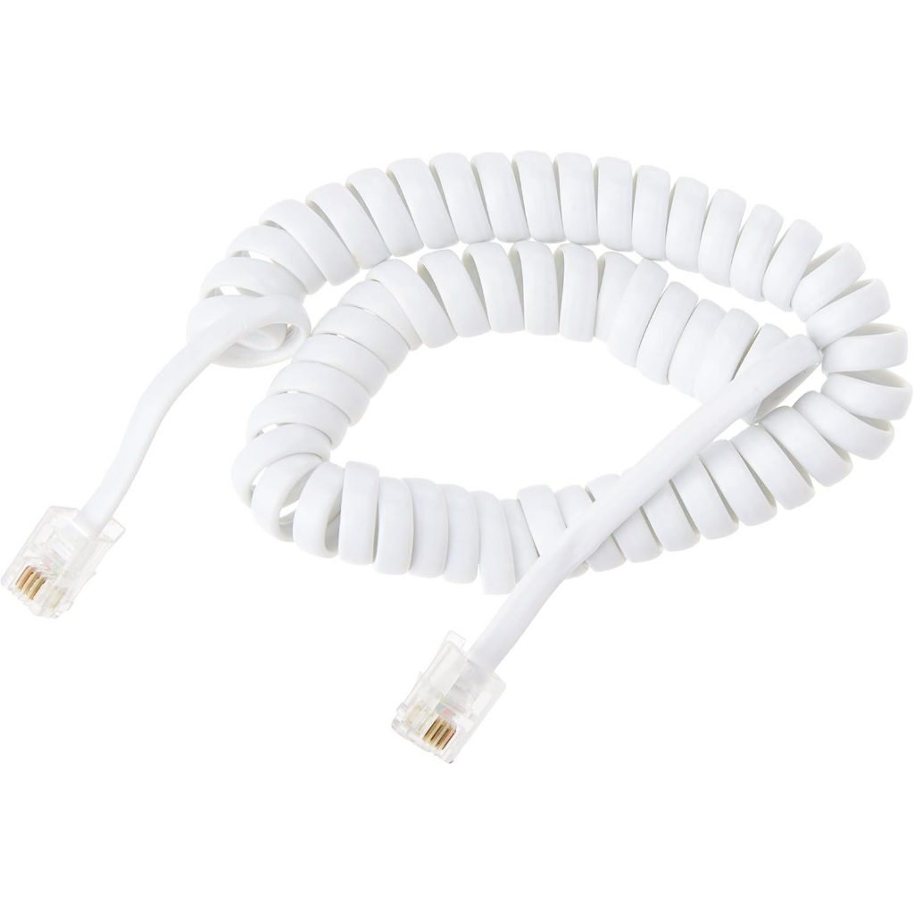 Cabo Espiral Para Telefone Conector Rj11 - 1,80mts Branco