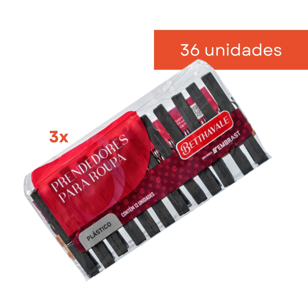 36 uni. Prendedor de roupa - Boompack