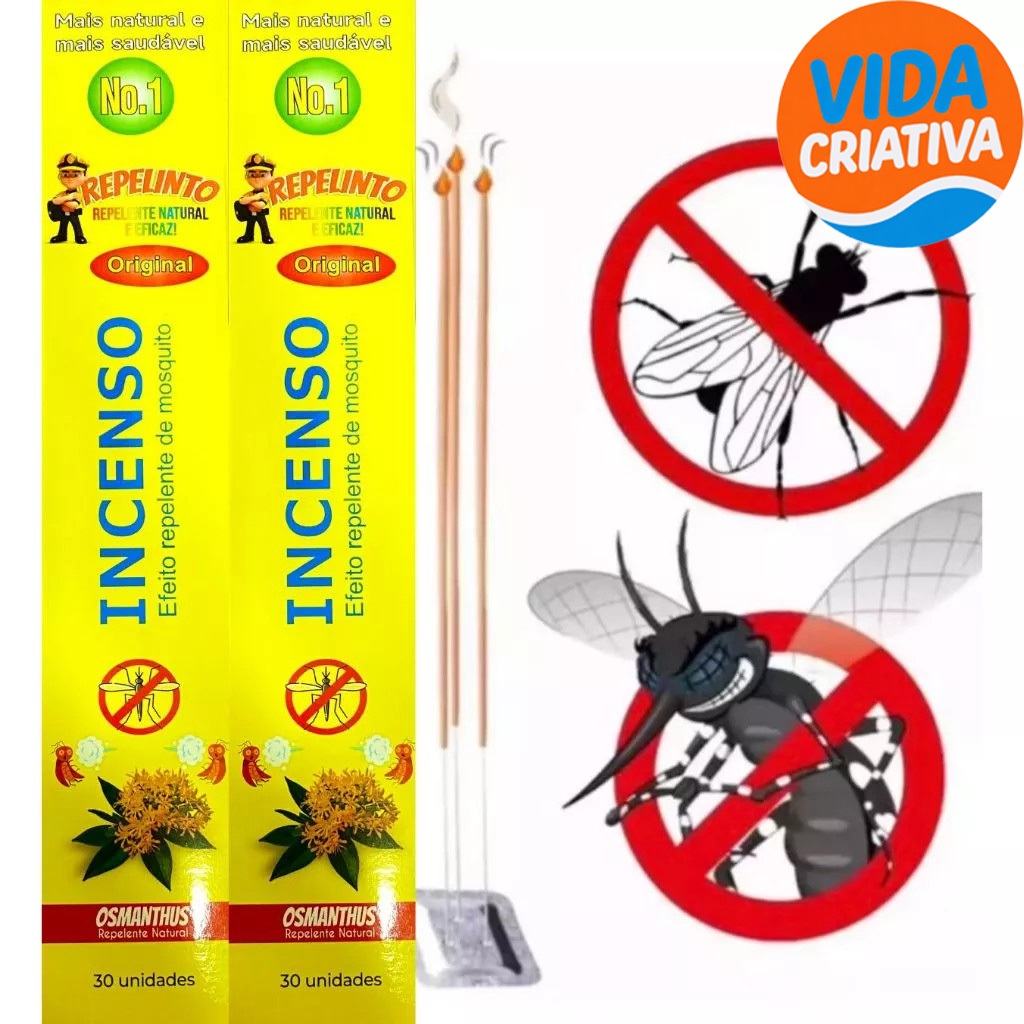 Palitos de Incenso Repelente Kit 3 Aromas Mata Mosquito e Moscas 90 a 300 Unidades