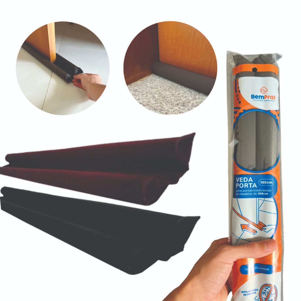 Veda Porta Tradicional Rolinho 80/100cm Protege Embaixo Insetos Poeira Veda Porta Espuma Impermeável